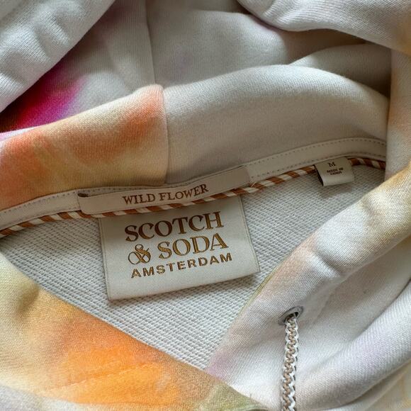 Scotch & Soda Wildflower cream tie-dye hooded sweatshirt size M - Picture 7 of 12